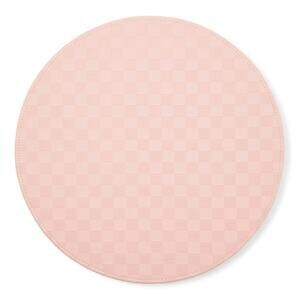 NEW Mackenzie-Childs Pink Check Faux Leather Placemat 15in Round
